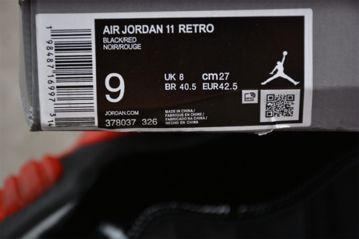 Air Jordan 11 Retro "Black Red" 378037-326