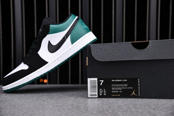 air jordan 1 low white black mystic green 553558-113