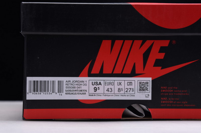 air jordan 1 retro high black game royal 555088-041