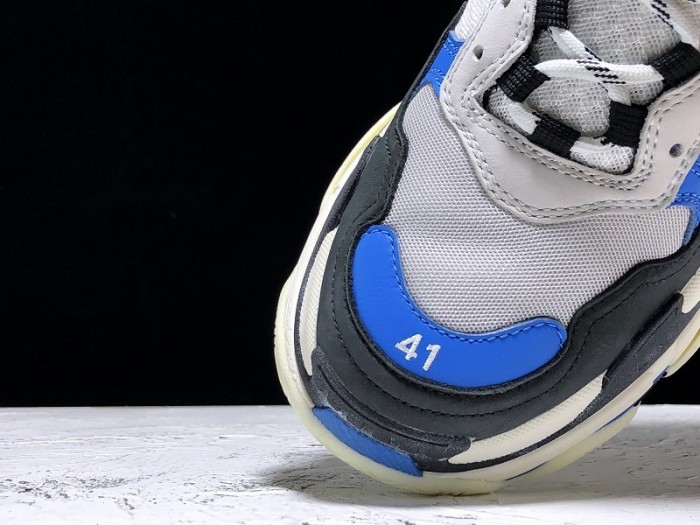 balen triple s trainers clear sole b;ack blue white 541624 w09oh 1007