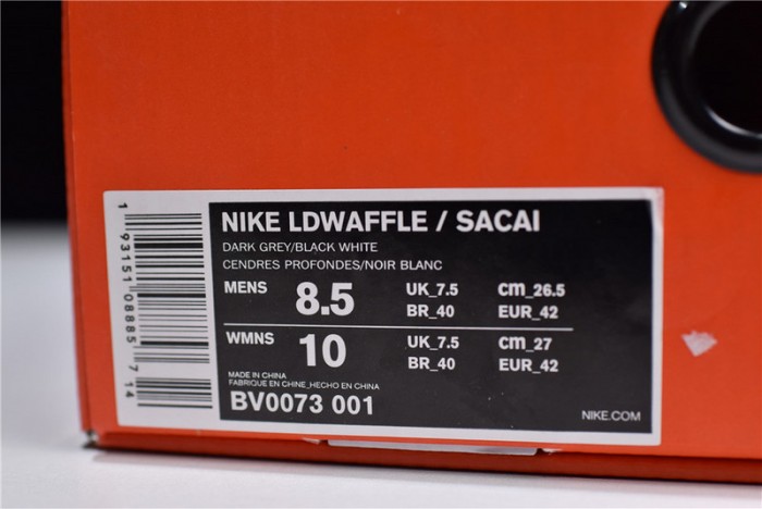 nike ld waffle sacai black anthracite - bv0073-001
