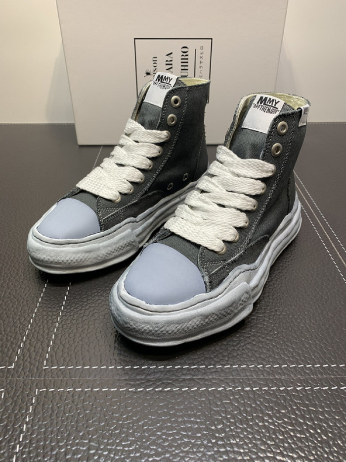 maison mihara yasuhiro high top canvas sneakers