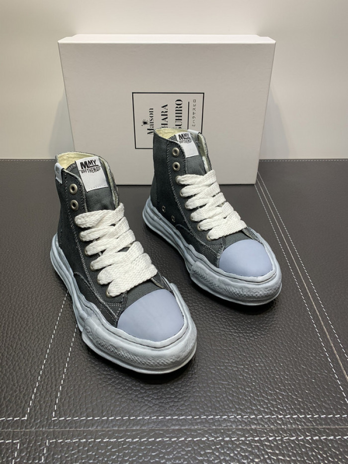 maison mihara yasuhiro high top canvas sneakers