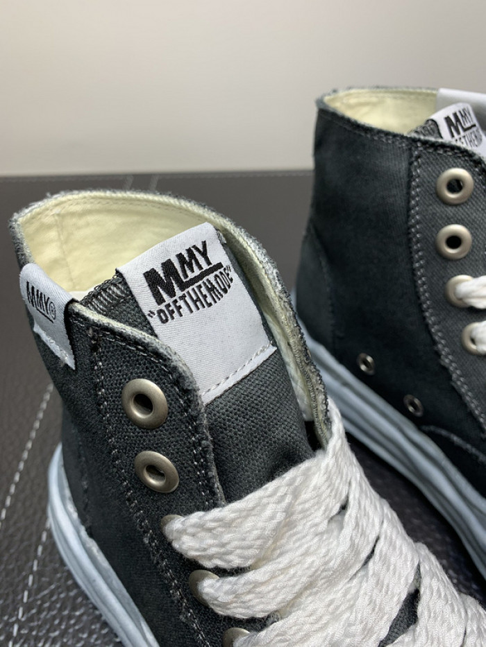 maison mihara yasuhiro high top canvas sneakers