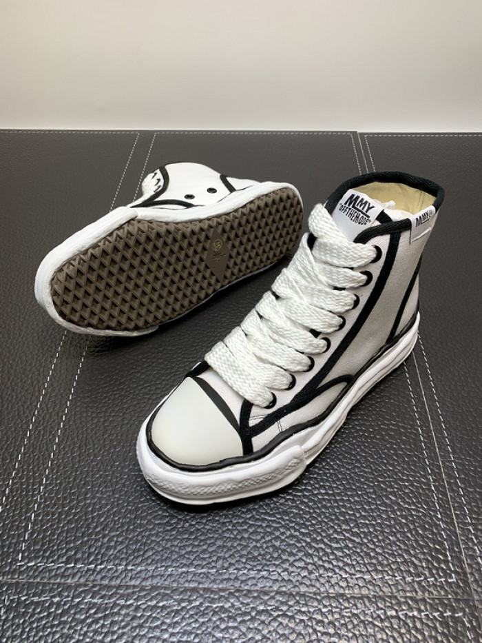 maison mihara yasuhiro high top canvas sneakers