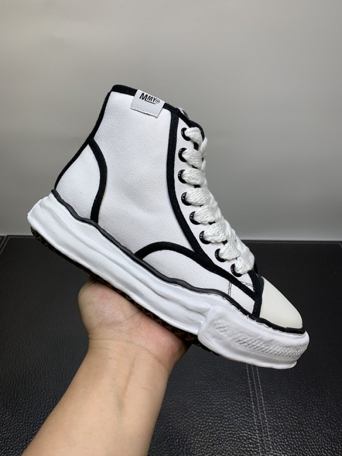 maison mihara yasuhiro high top canvas sneakers