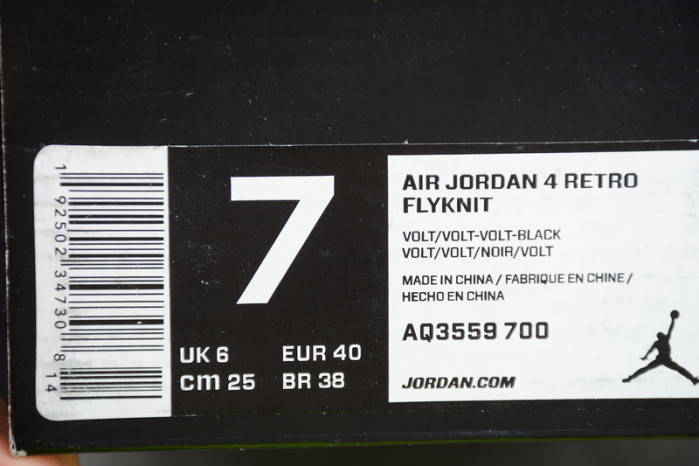 air jordan 4 retro flyknit volt aq3559-700