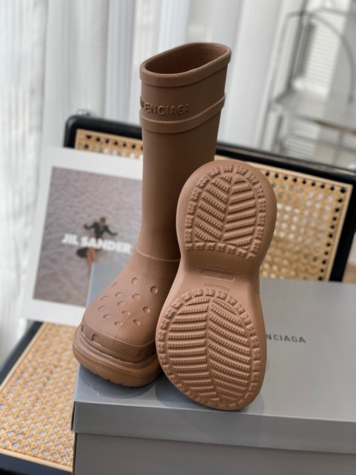 balen x crocs rubber rain boots-brown