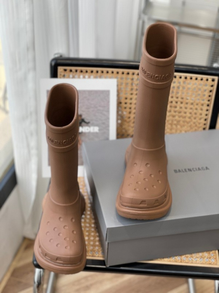 balen x crocs rubber rain boots-brown