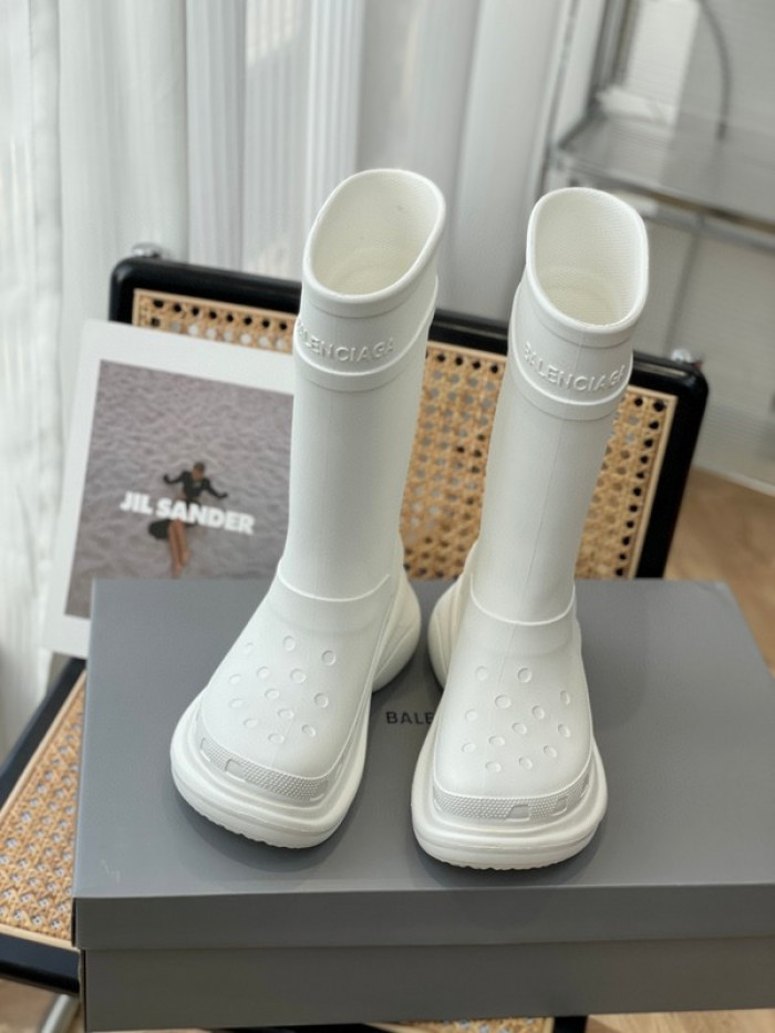 balen x crocs rubber rain boots-white