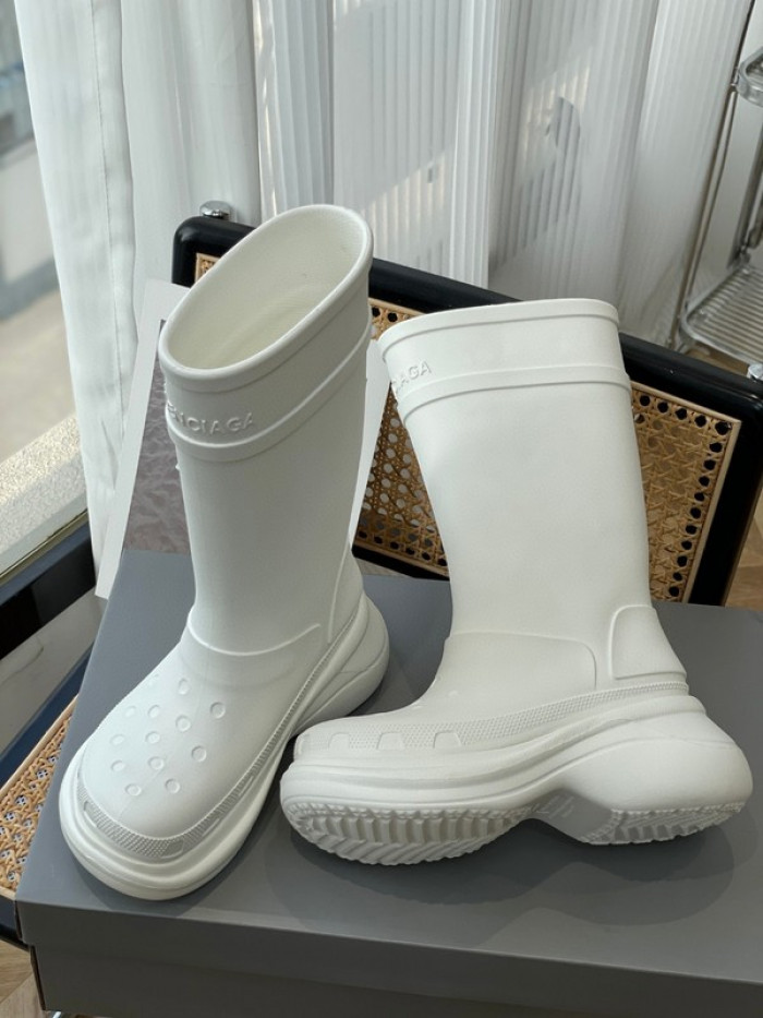 balen x crocs rubber rain boots-white