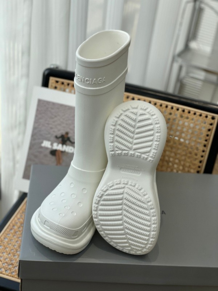 balen x crocs rubber rain boots-white