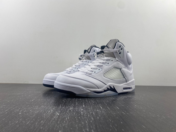 air jordan 5 white/black-sail-metallic silver dd0587-110