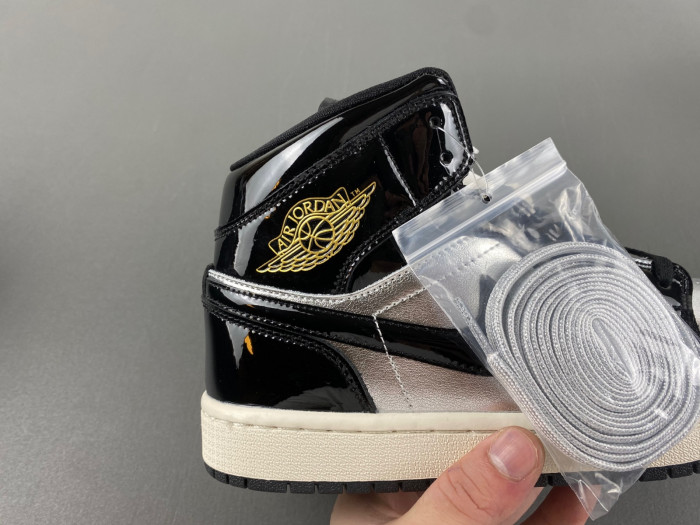 Air Jordan 1 Mid SE Black Metallic Silver Sail Metallic Gold FZ39380-001