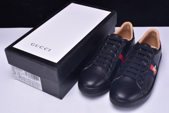 gu ace embroidered low-top sneaker black with bee mens 431942-a38g0