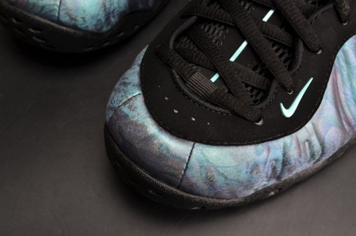 nike air foamposite one prm “abalone” black/aurora green mens 575420-009